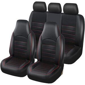 Classic Universal PU Leather Car Seat Covers Full Set Fit Most Cars Trucks SUVS
